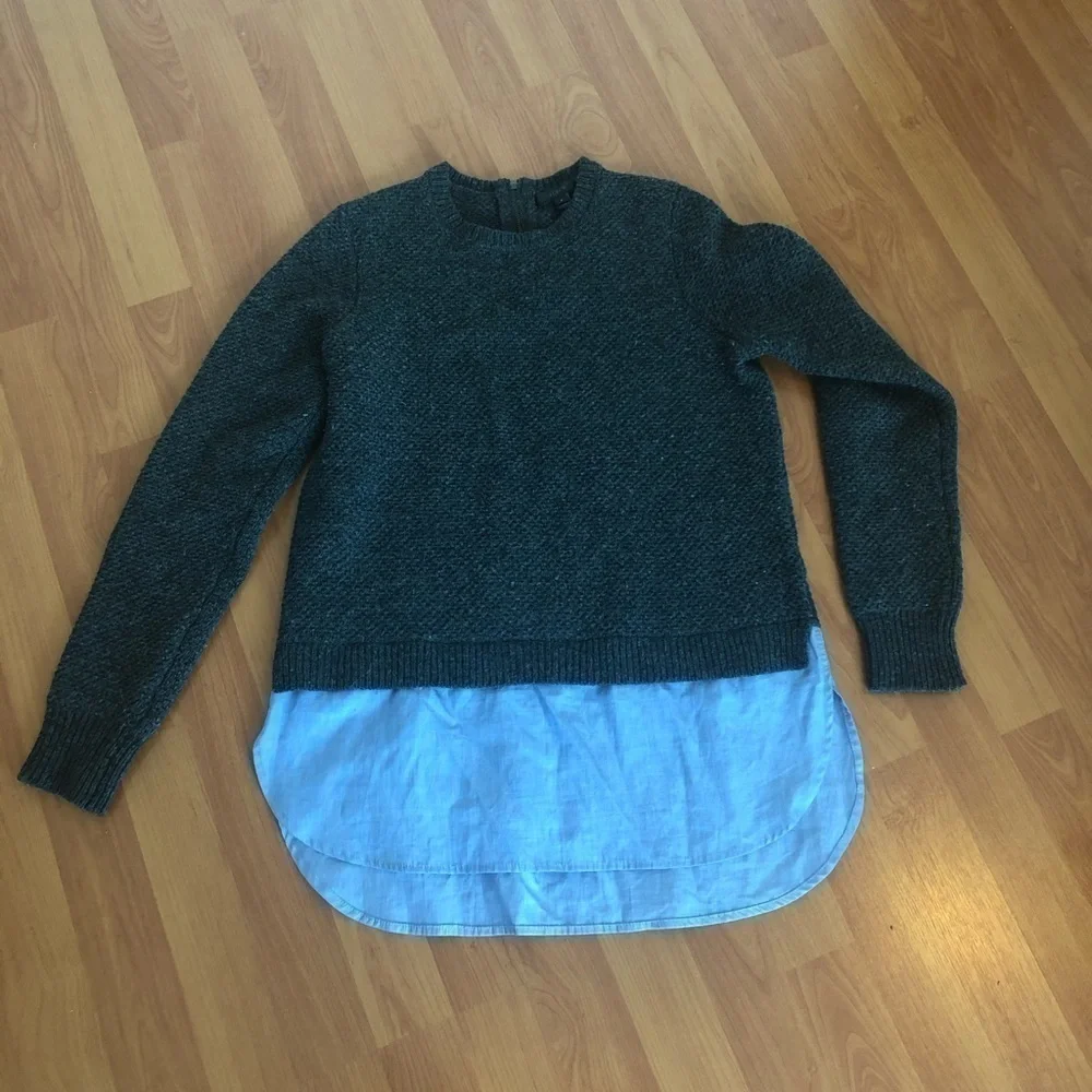 J Crew Navy Lambswool Shirttail Sweater Size S